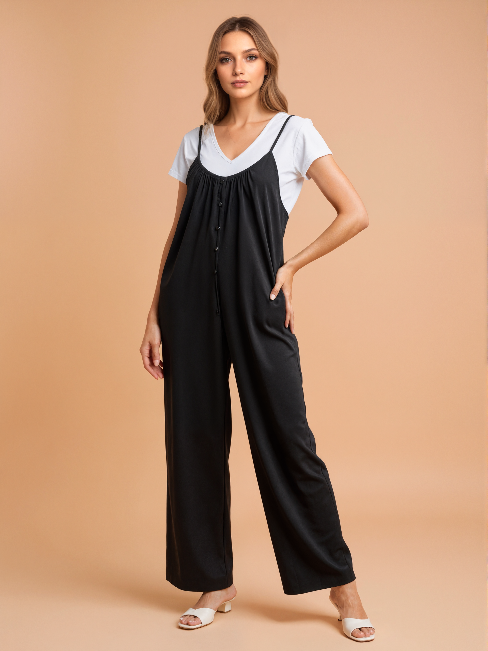 Sleeveless Cami Jumpsuit With Hidden Pockets