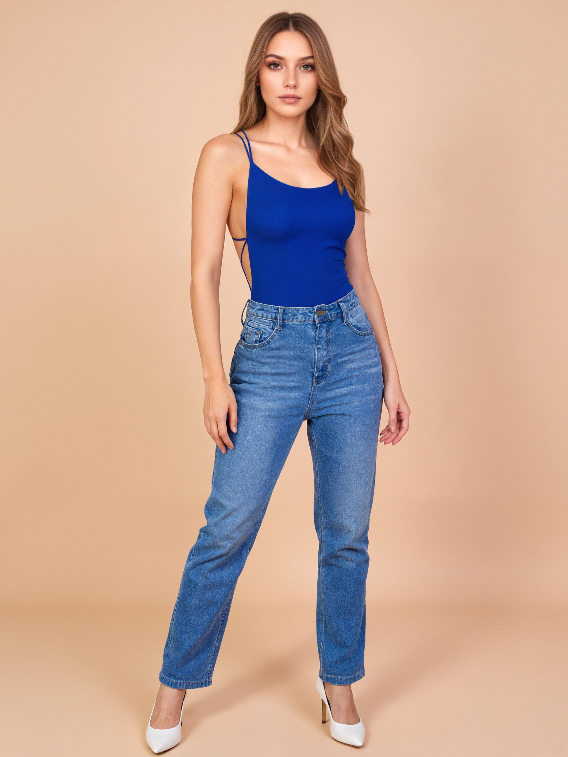  Strappy Bodysuit With Open Back Design