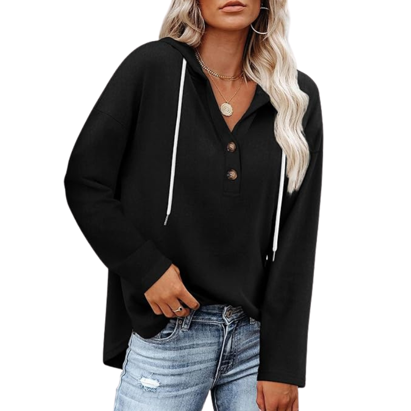 Womens Tops V Neck Button Sweatshirt For Women Pullover Long Sleeve