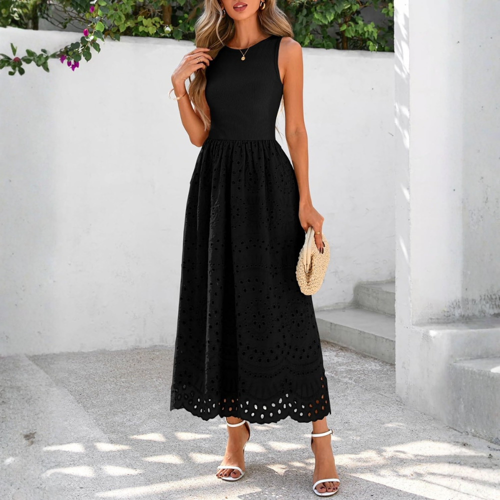 Casual Sleeveless Maxi Dress With Pockets
