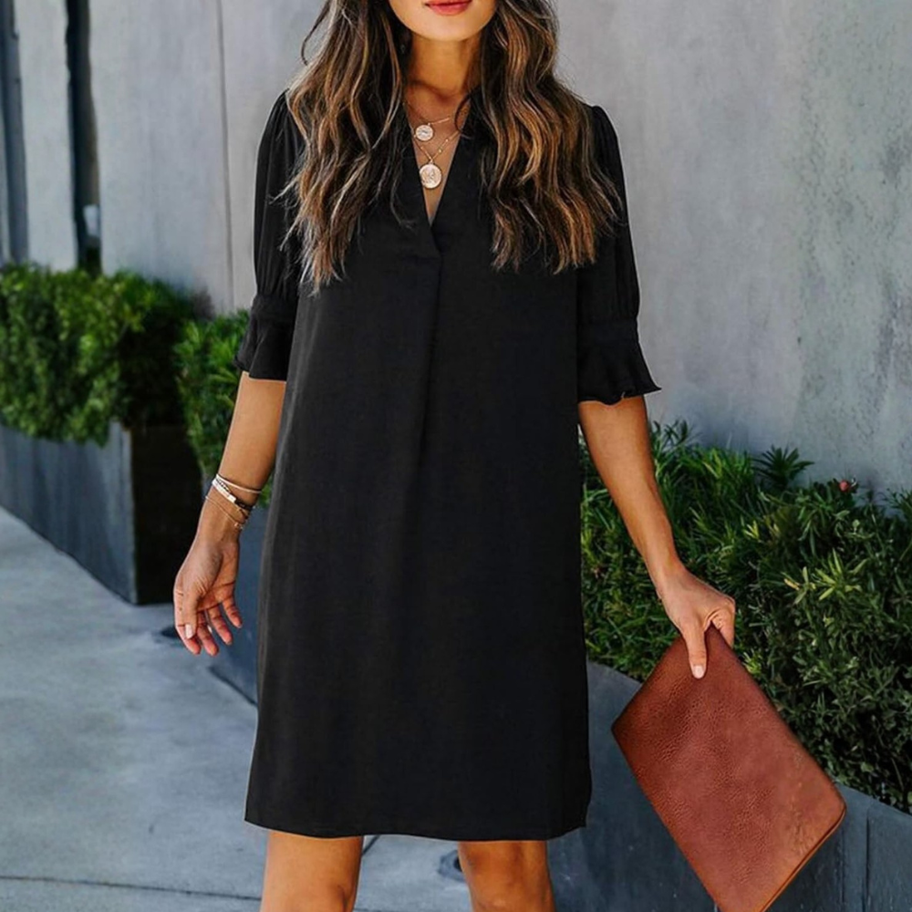 Summer Ruffle Short Sleeve Casual Shift Dress