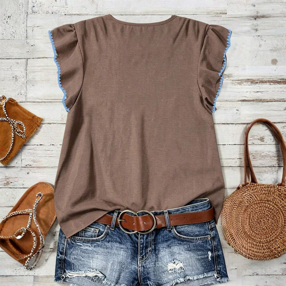 Summer Boho Floral Textured Vintage Casual Blouse For Women