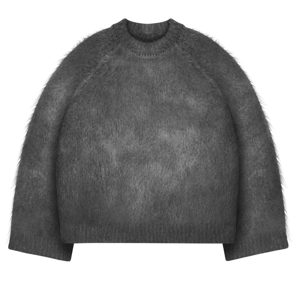 Soft Mohair Knit Sweater With Reversible Textures
