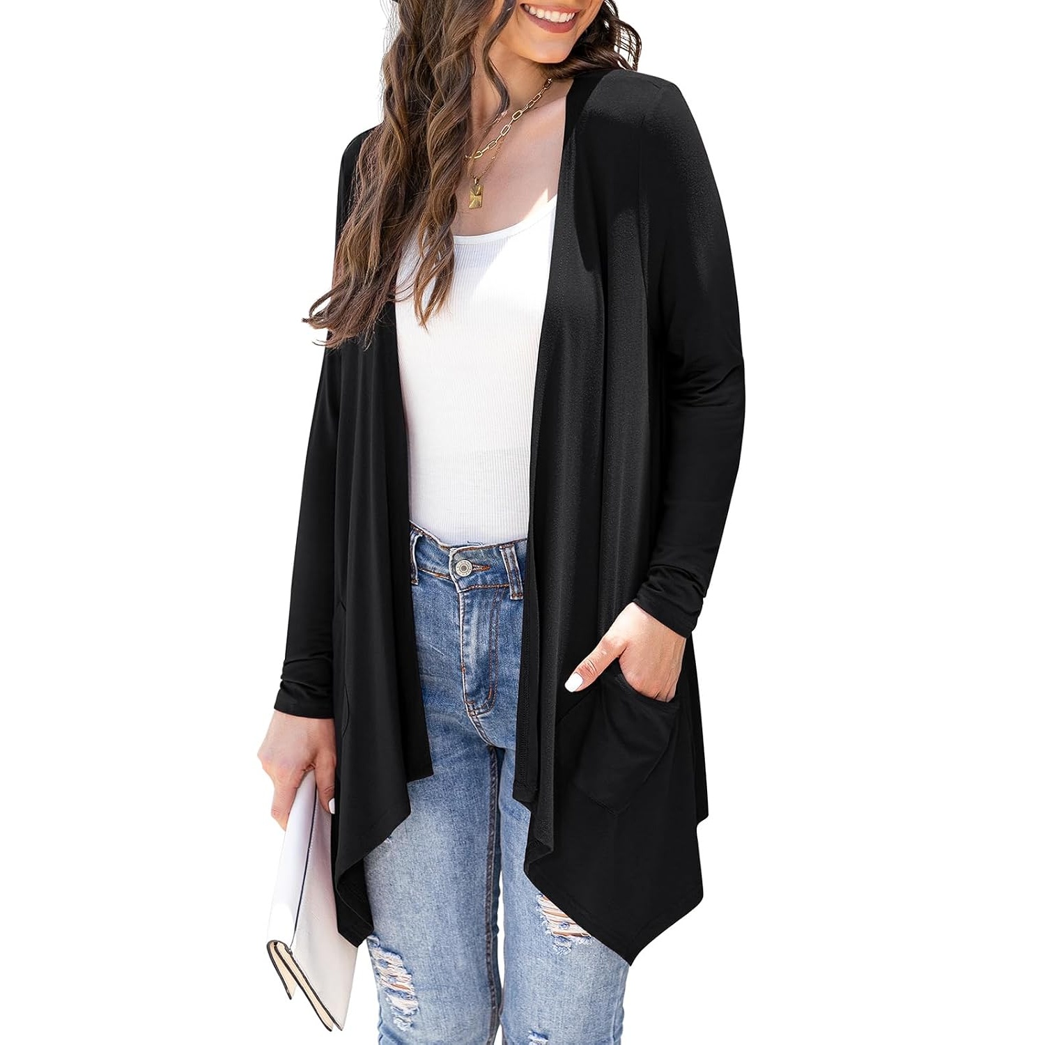 Soft Long Sleeve Draped Duster Cardigan For Women