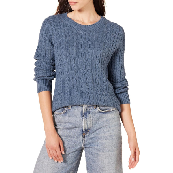 womens Fisherman Cable Crewneck Sweater