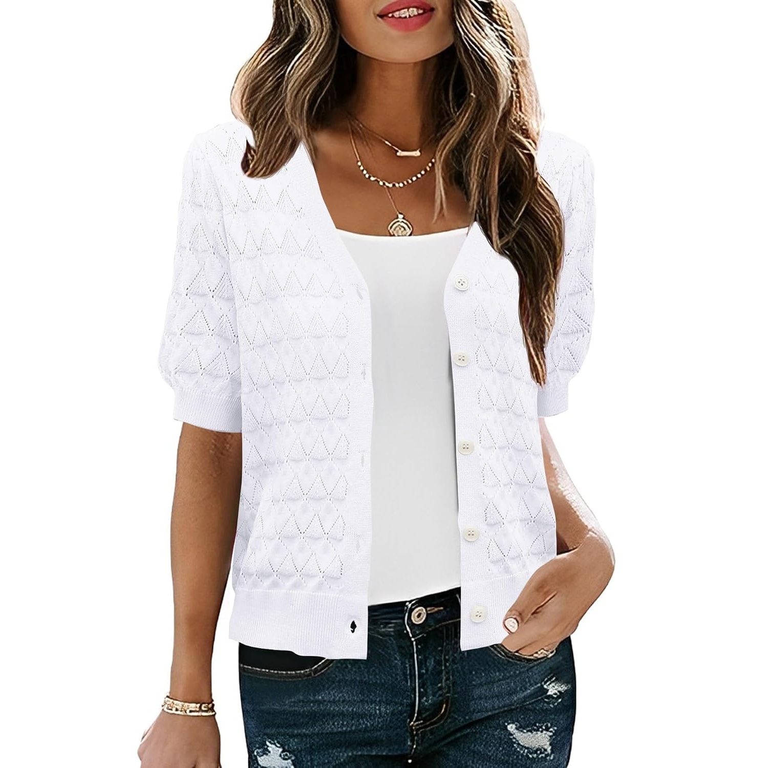 Casual Button Down Lightweight Cardigan Sweater For Women