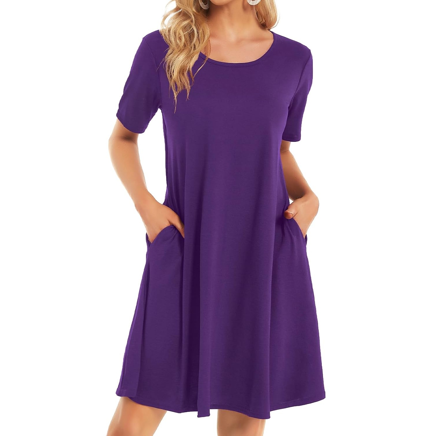 Floral Short Sleeve Summer Beach Dress With Pockets