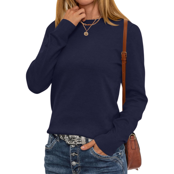 Women Long Sleeve Lightweight Crewneck Soft Basic Knit Loose Fit Pullover Top 2025 Fall Trendy Outfits