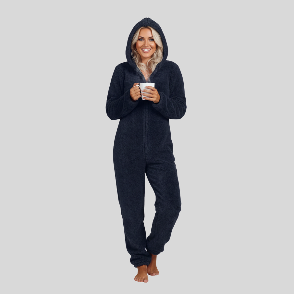 Plush Hooded Long Sleeve Jumpsuit