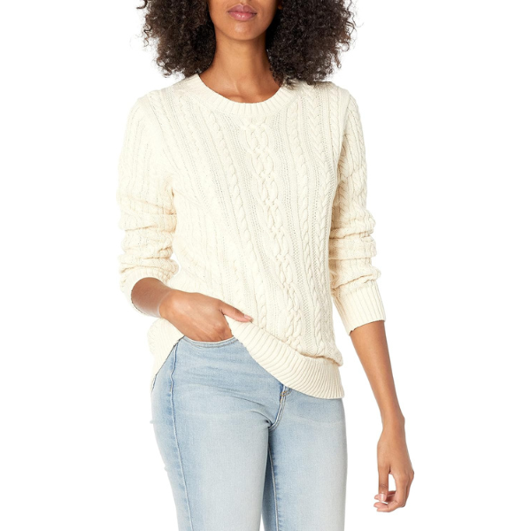 womens Fisherman Cable Crewneck Sweater