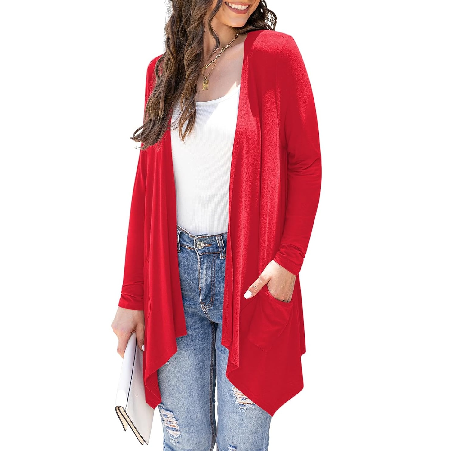Soft Long Sleeve Draped Duster Cardigan For Women