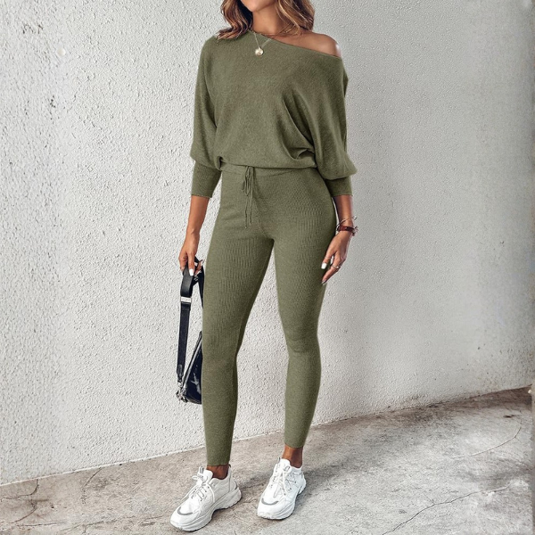 2 Piece Lounge Set With Long Sleeve Pullover And Drawstring Pants