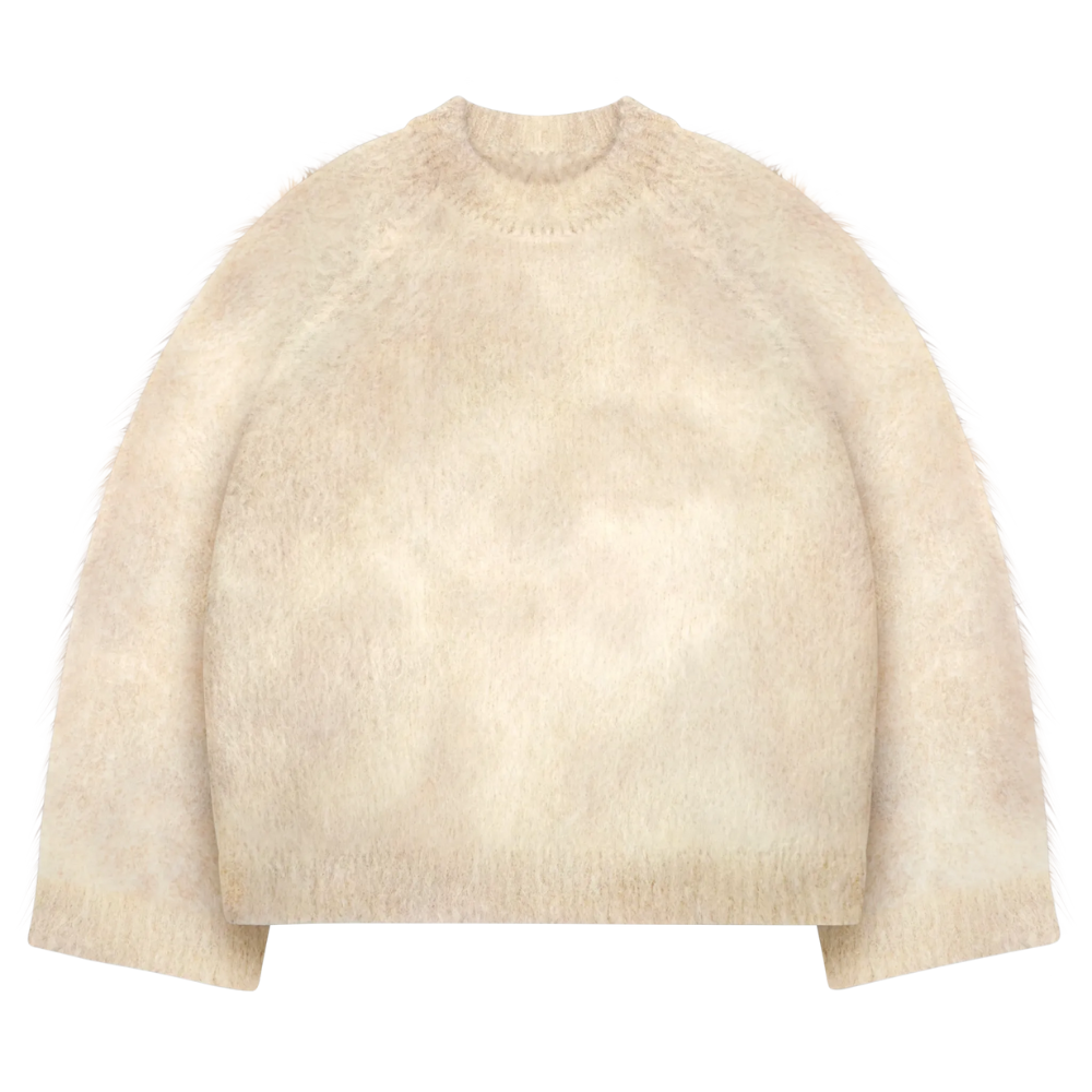 Soft Mohair Knit Sweater With Reversible Textures