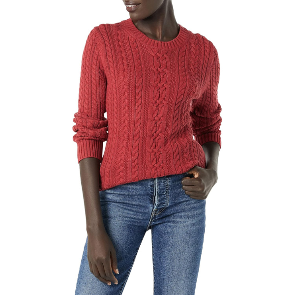 womens Fisherman Cable Crewneck Sweater