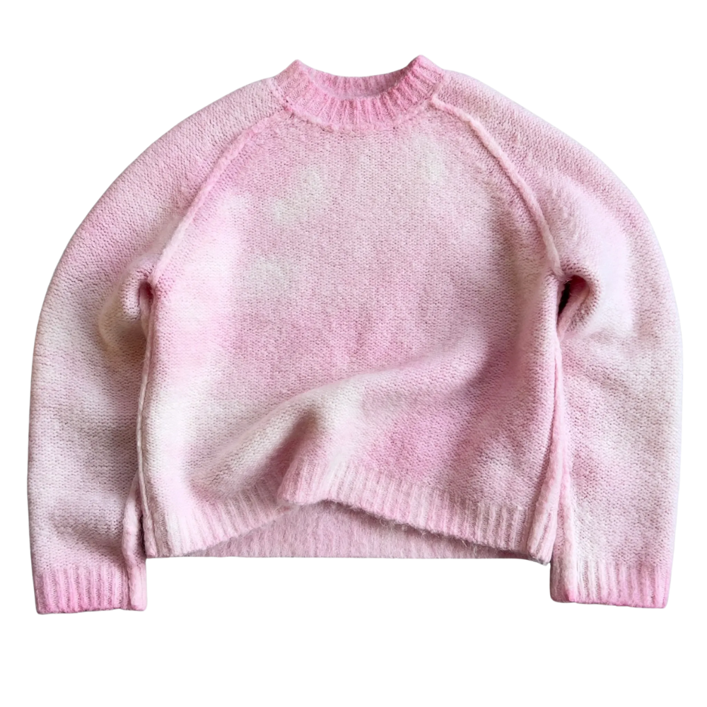 Soft Mohair Knit Sweater With Reversible Textures