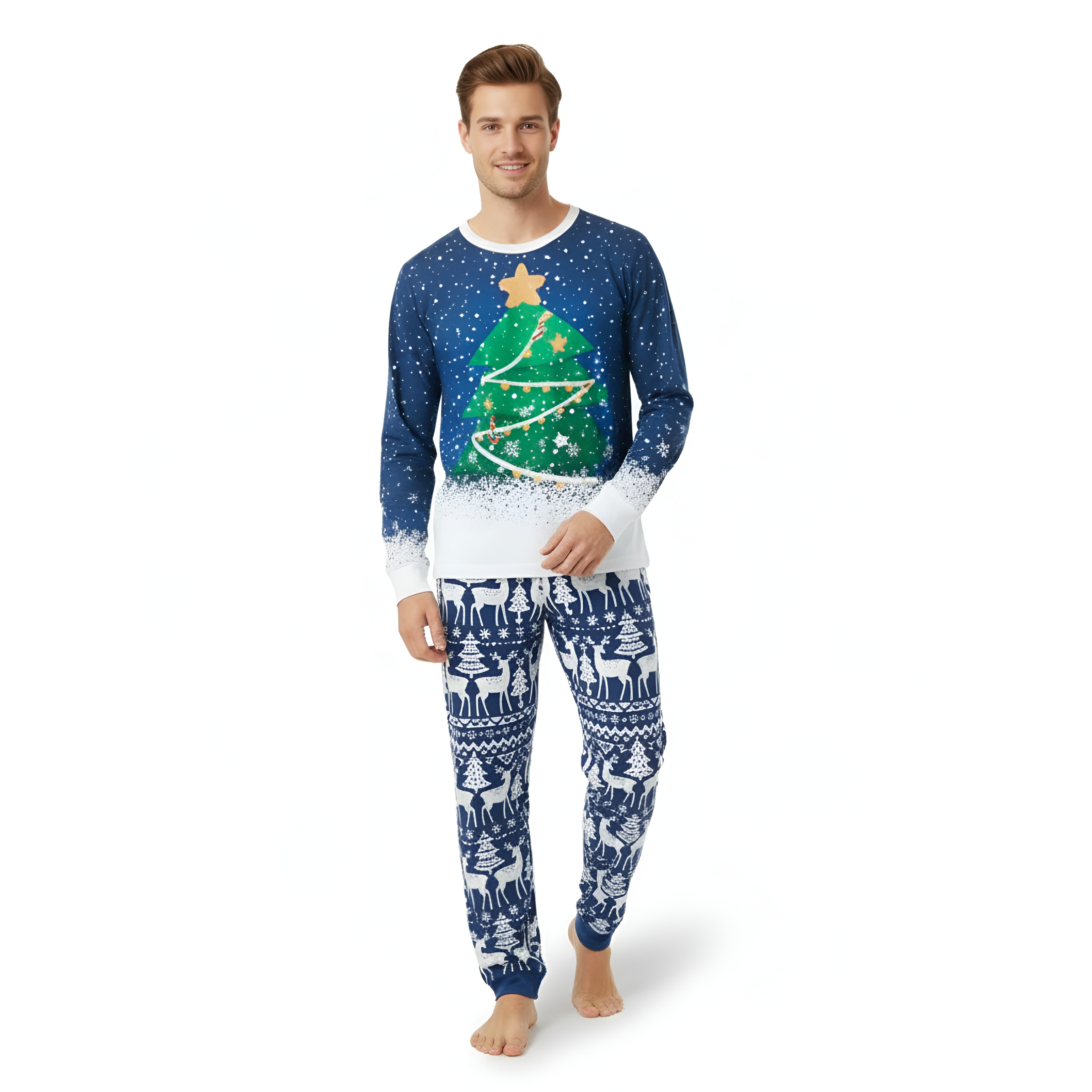Christmas Tree Snowflake Printed Family Matching Christmas Pajama Set