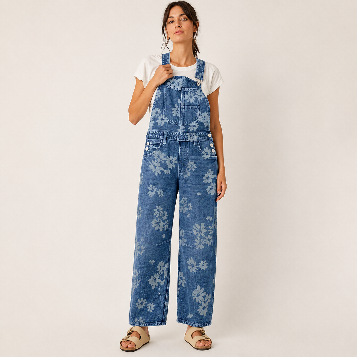 Wide Loose Straight Denim Overalls Jumpsuit For Women
