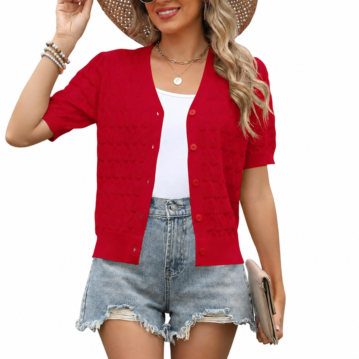 Casual Button Down Lightweight Cardigan Sweater For Women