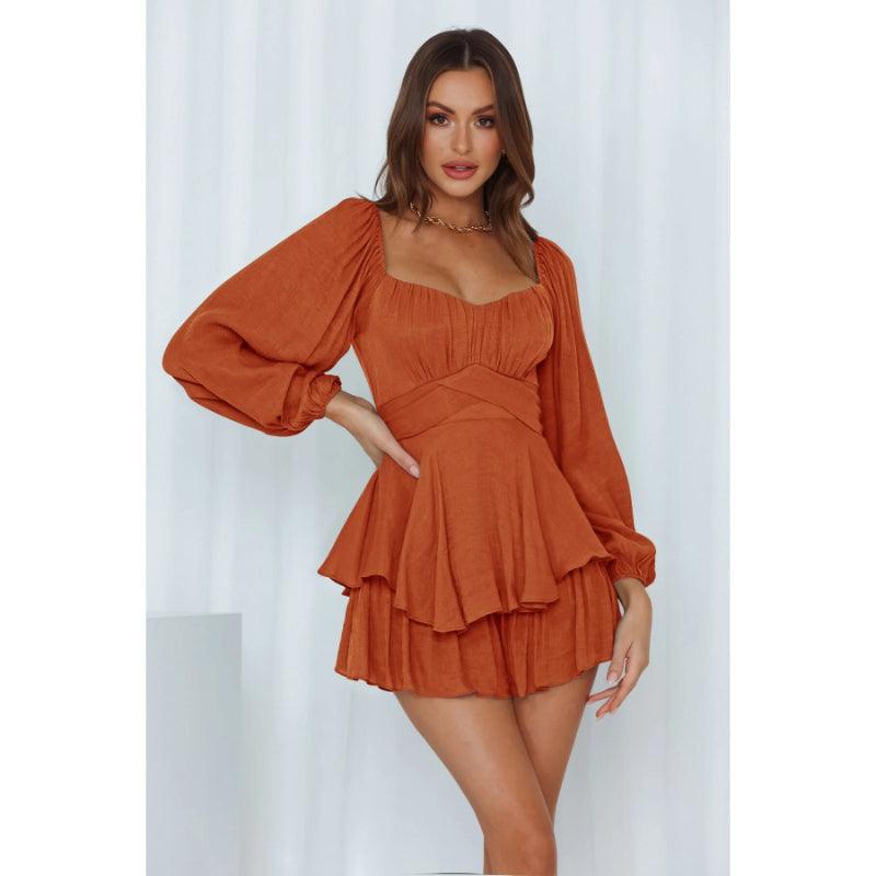 Ruffle Sleeves Mini Dress-Comfy Jumpsuits