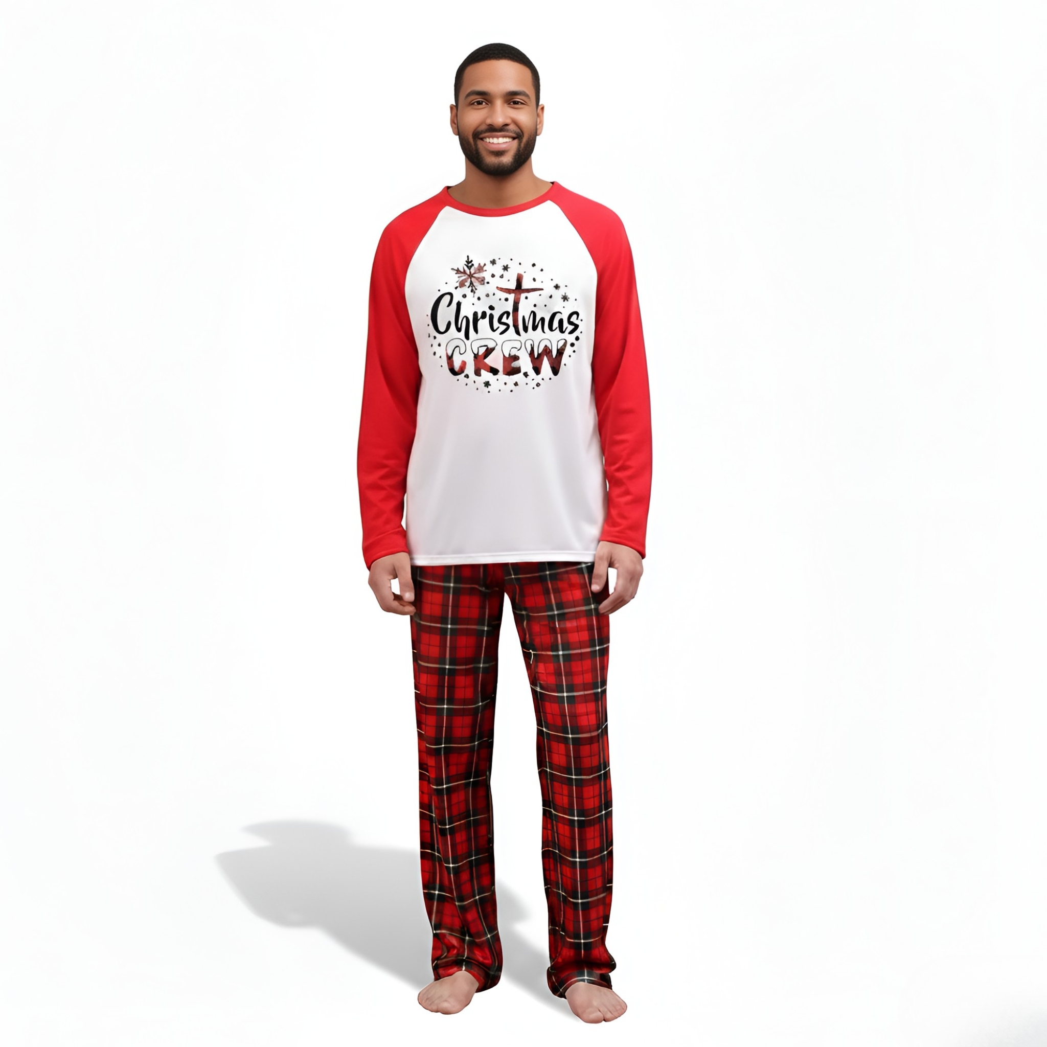 Red Plaid Christmas Crew Family Matching Pajama SetRed Plaid Christmas Crew Family Matching Pajama Set - Image 3