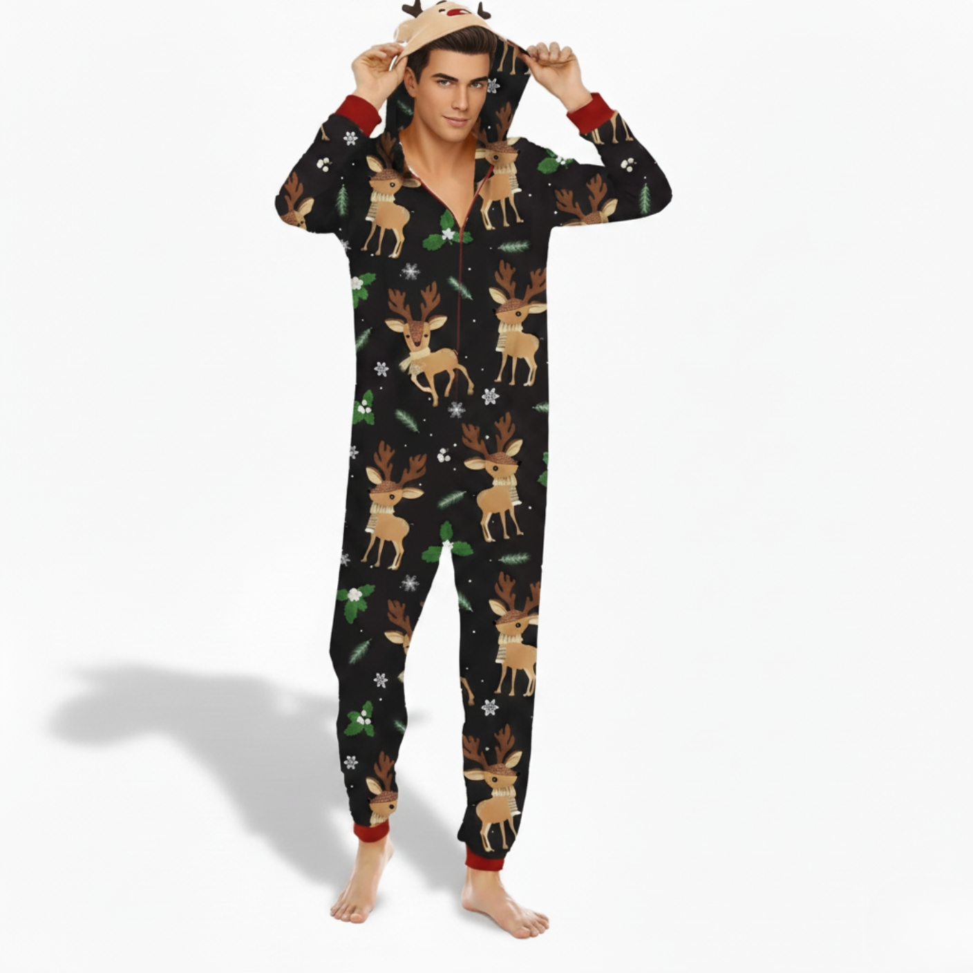 Festive Reindeer And Snowflake Matching Family Christmas Pajama Set