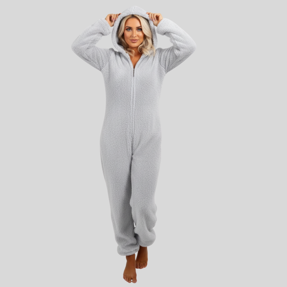 Plush Hooded Long Sleeve Jumpsuit