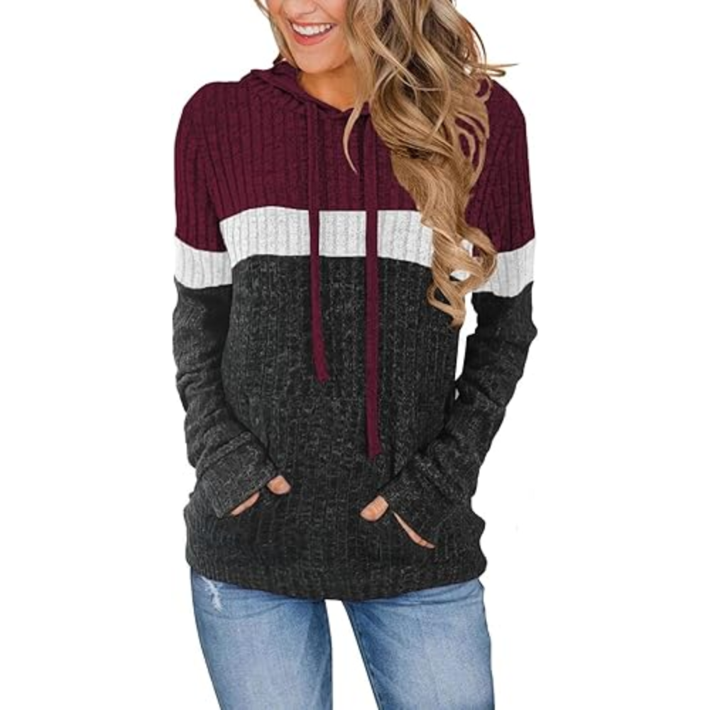 Women’s Color Block Knit Hoodie