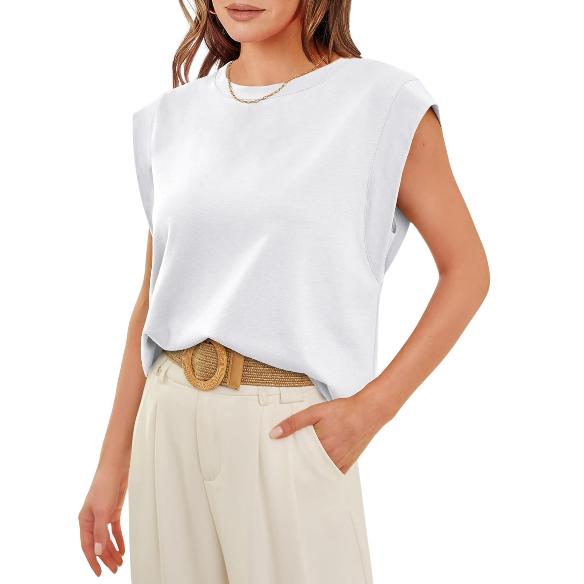 Loose Fit Cap Sleeve Tee Shirts For Women