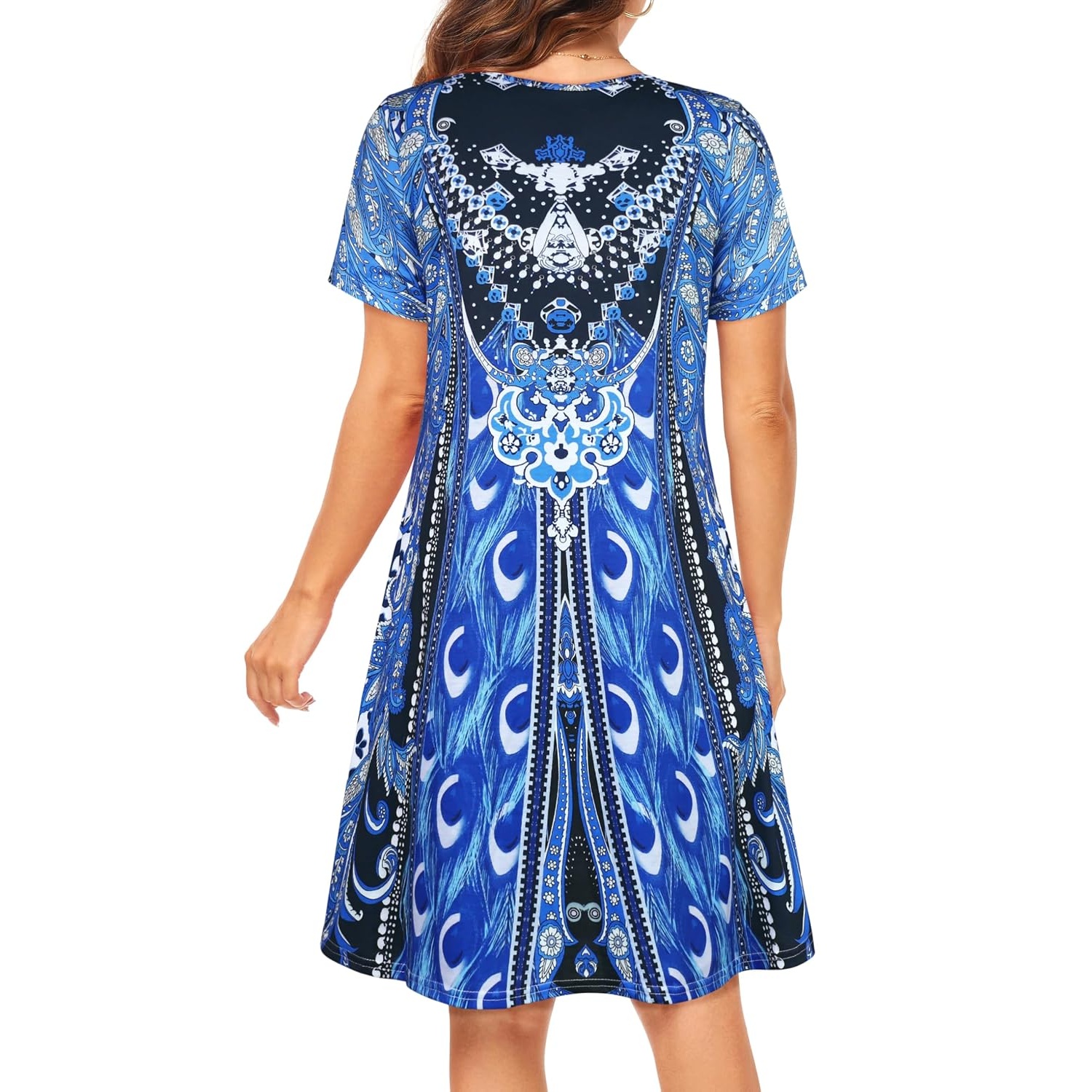 Floral Short Sleeve Summer Beach Dress With Pockets