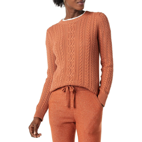 womens Fisherman Cable Crewneck Sweater