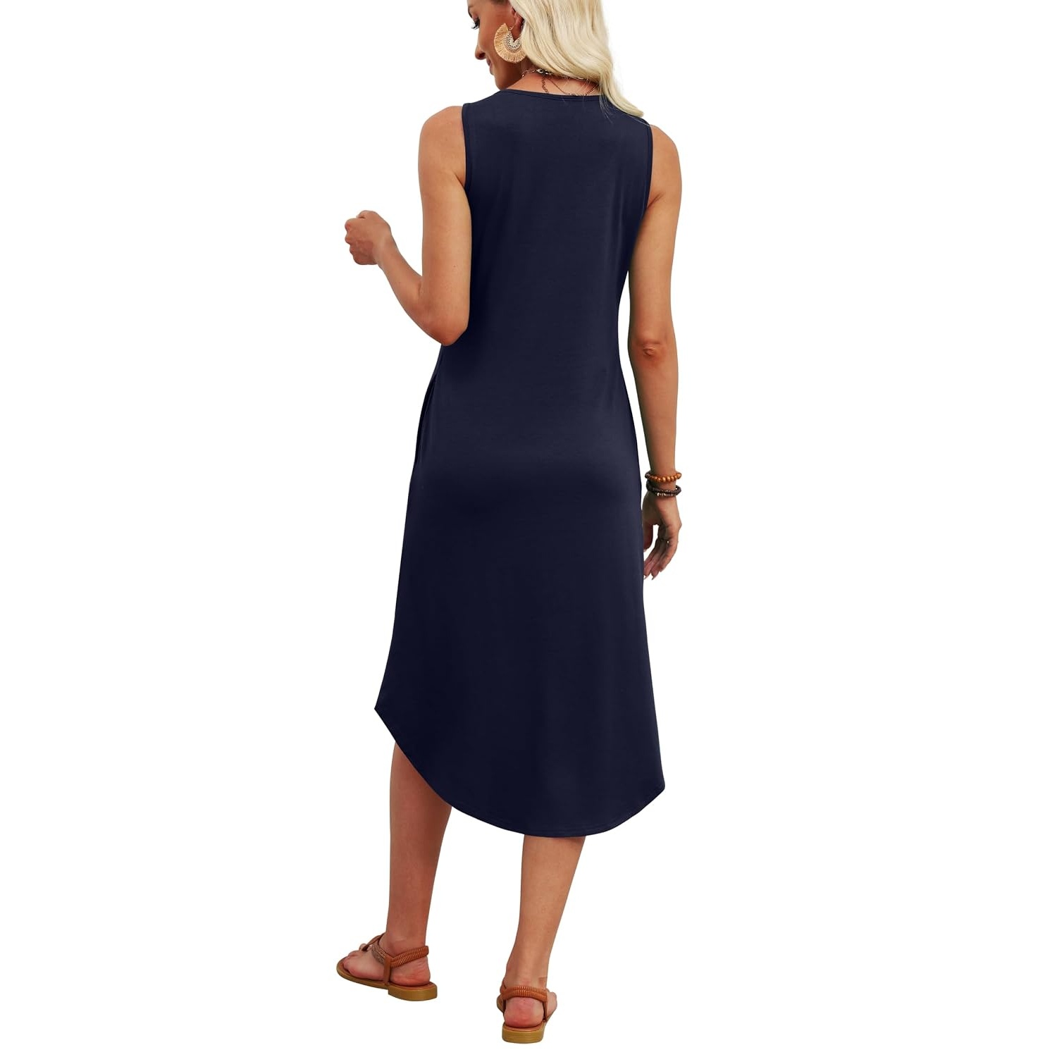 Casual Sleeveless Summer Midi Sundress For Women