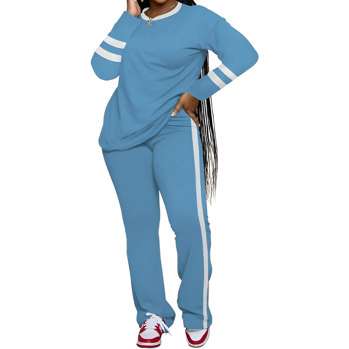 Two Piece Lounge Sets For Women With Long Sleeve Casual Top And Flare Pants