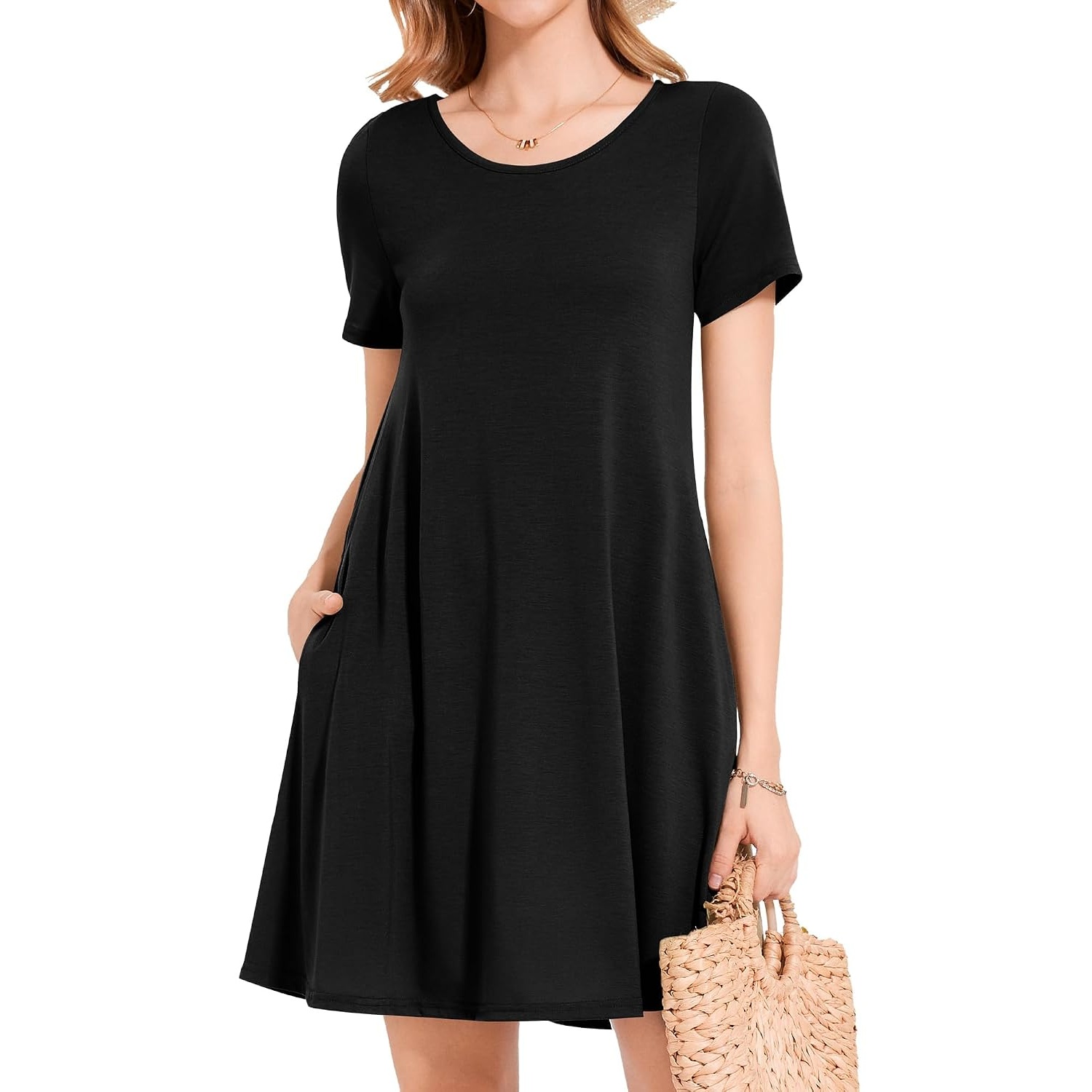 Floral Short Sleeve Summer Beach Dress With Pockets