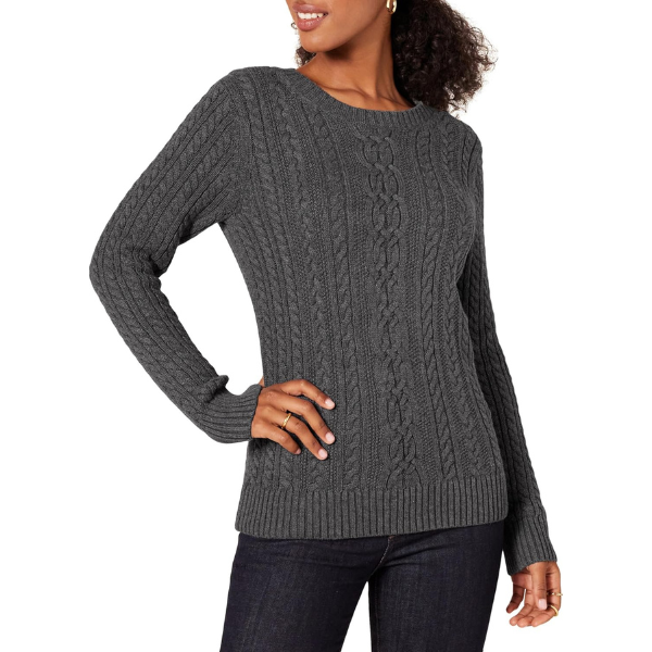womens Fisherman Cable Crewneck Sweater