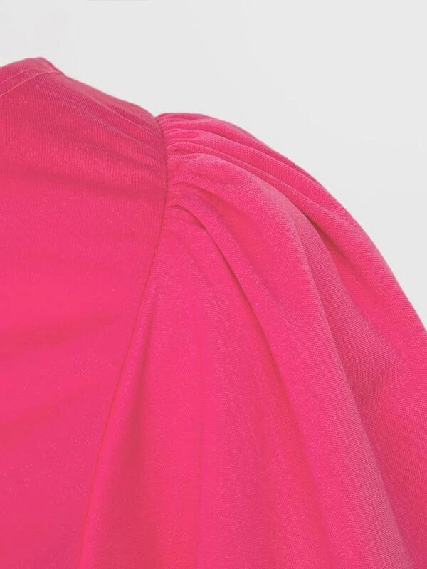 One Shoulder Puff Sleeve Bodysuit-Comfy Jumpsuits