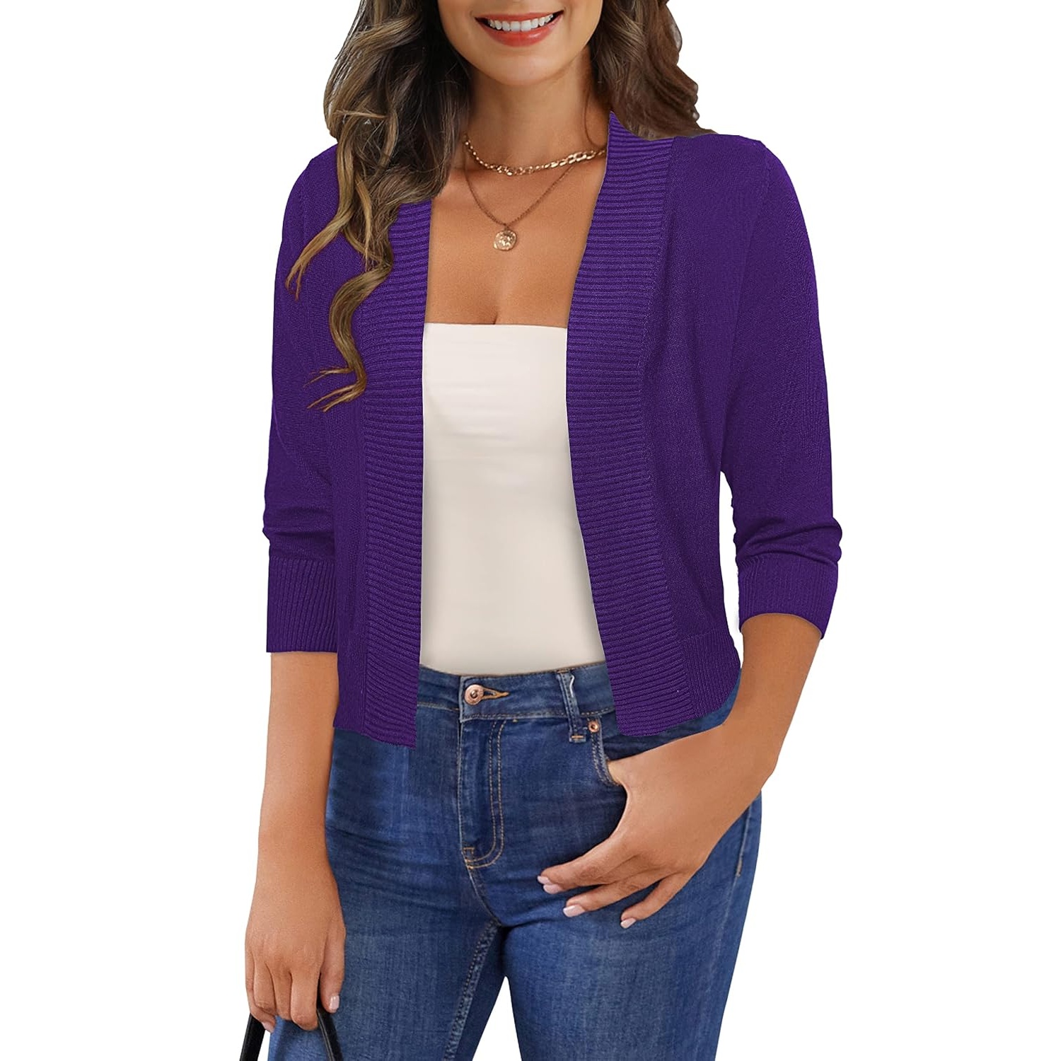 Casual Lightweight Knit Open Front Cardigan For Women