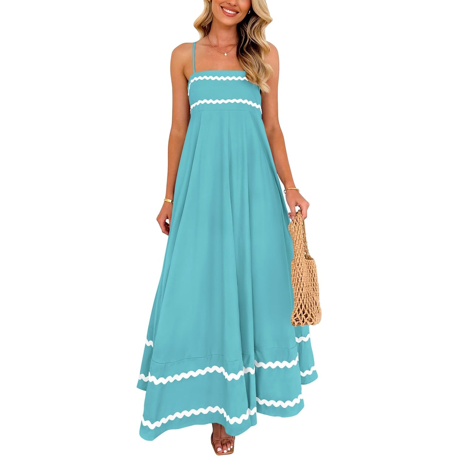 Summer Flowy Spaghetti Strap Maxi Dress For Women