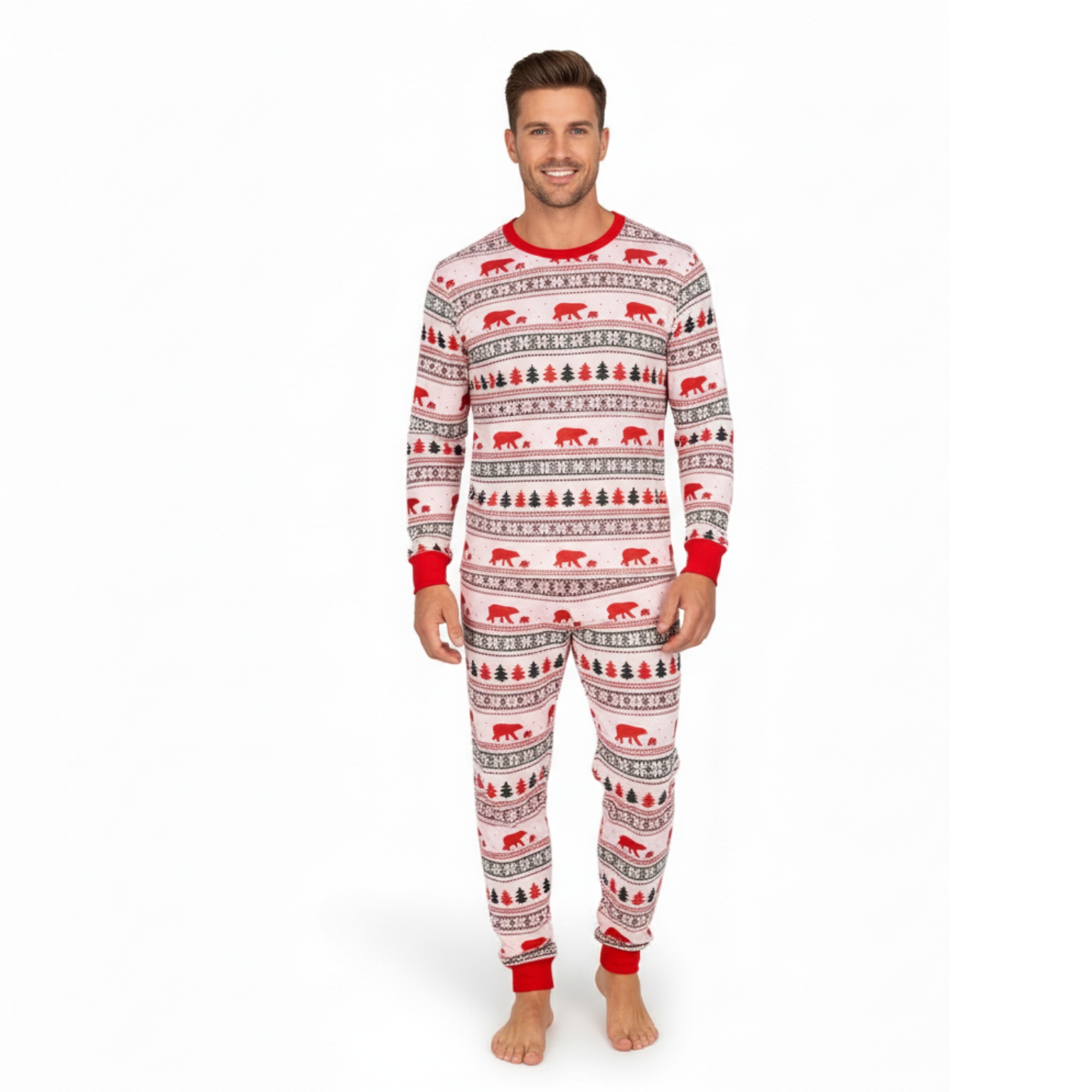 Pine Tree Printed Family Matching Christmas Pajama SetPine Tree Printed Family Matching Christmas Pajama Set - Image 3