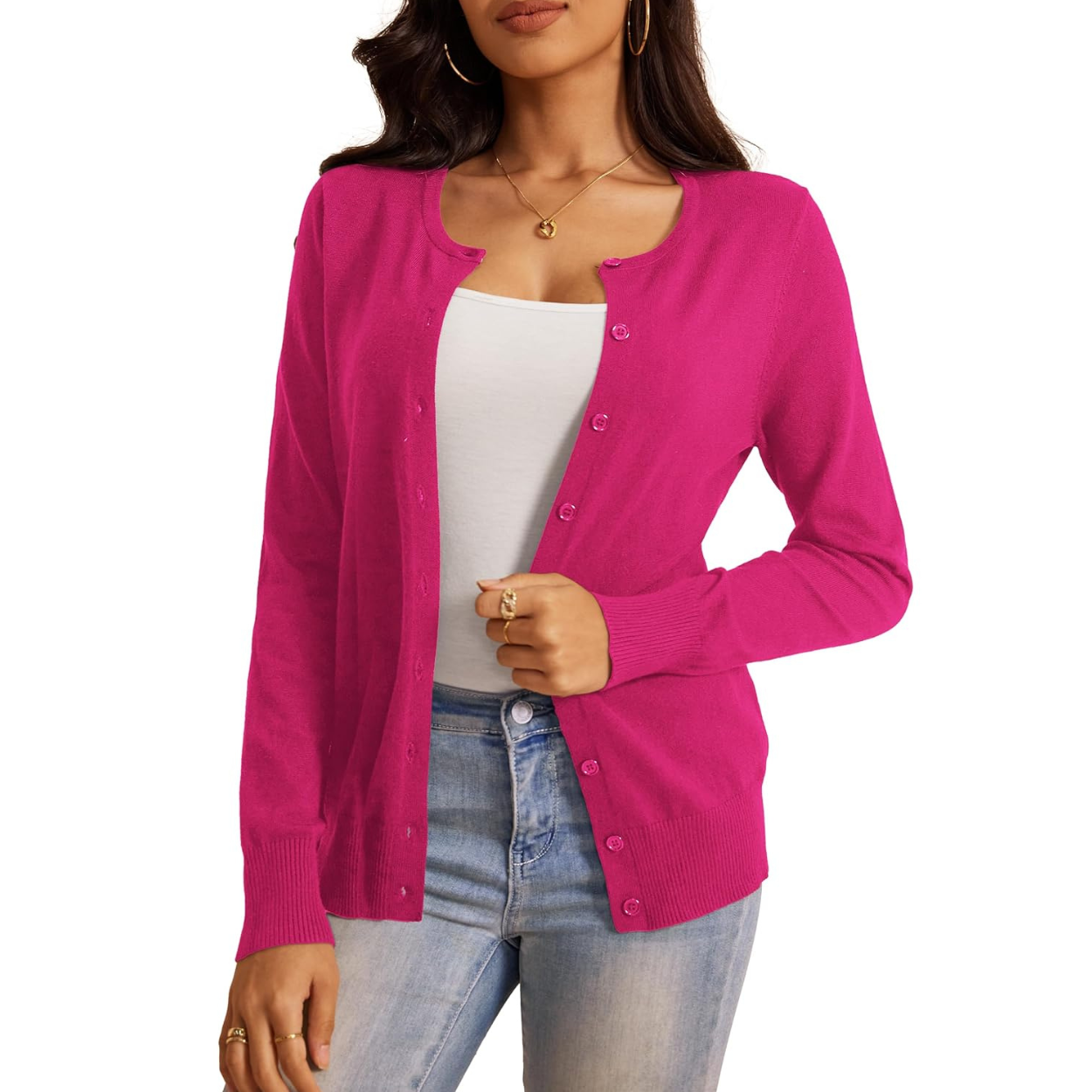 Soft Long Sleeve Soft Knit Cardigan Sweater For Women
