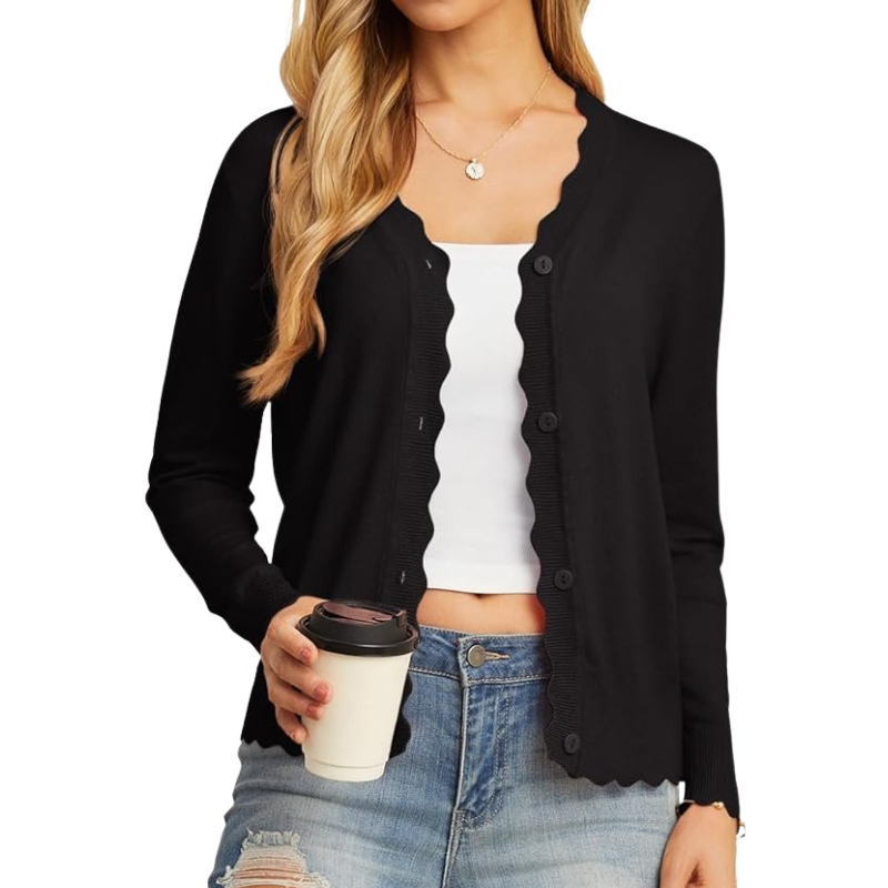 Womens Long Sleeve V Neck Button Down Cardigan Knit Shrugs Sweater