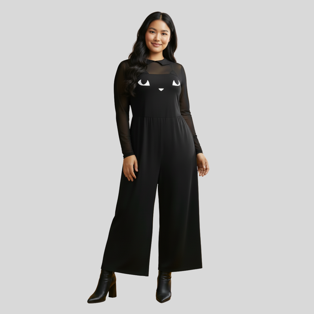 Stretch Fabric Cat Jumpsuit