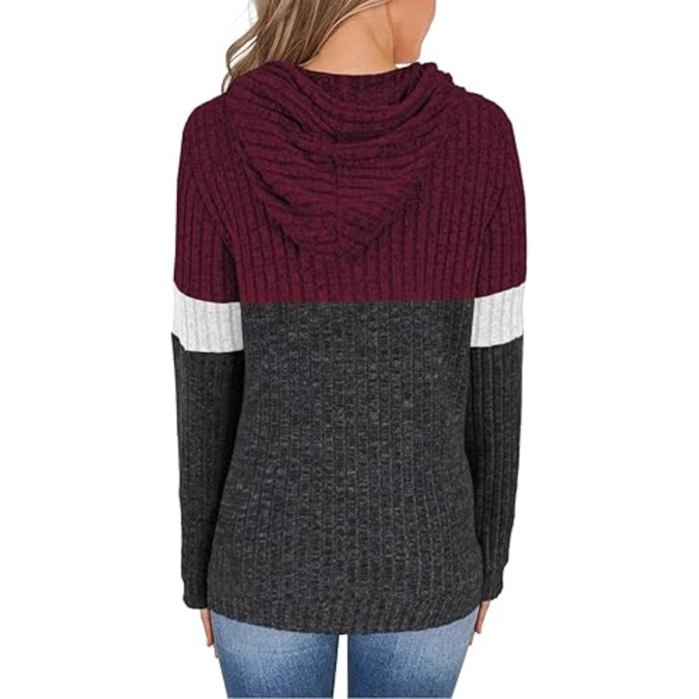 Women’s Color Block Knit Hoodie