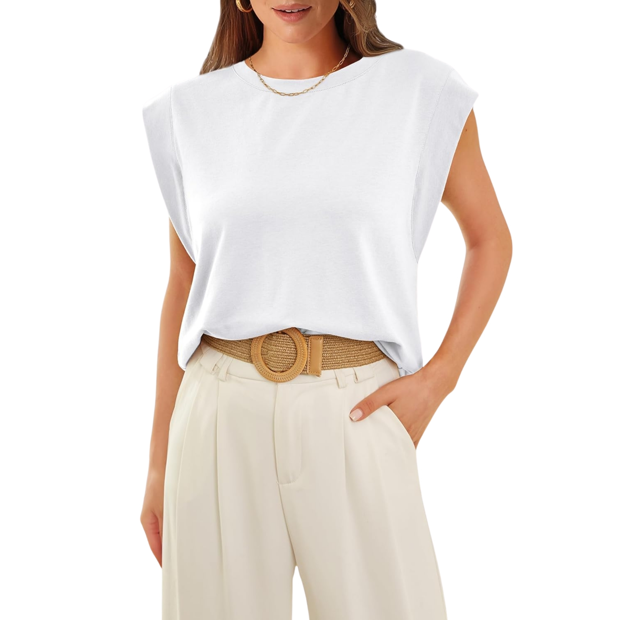 Loose Fit Cap Sleeve Tee Shirts For Women