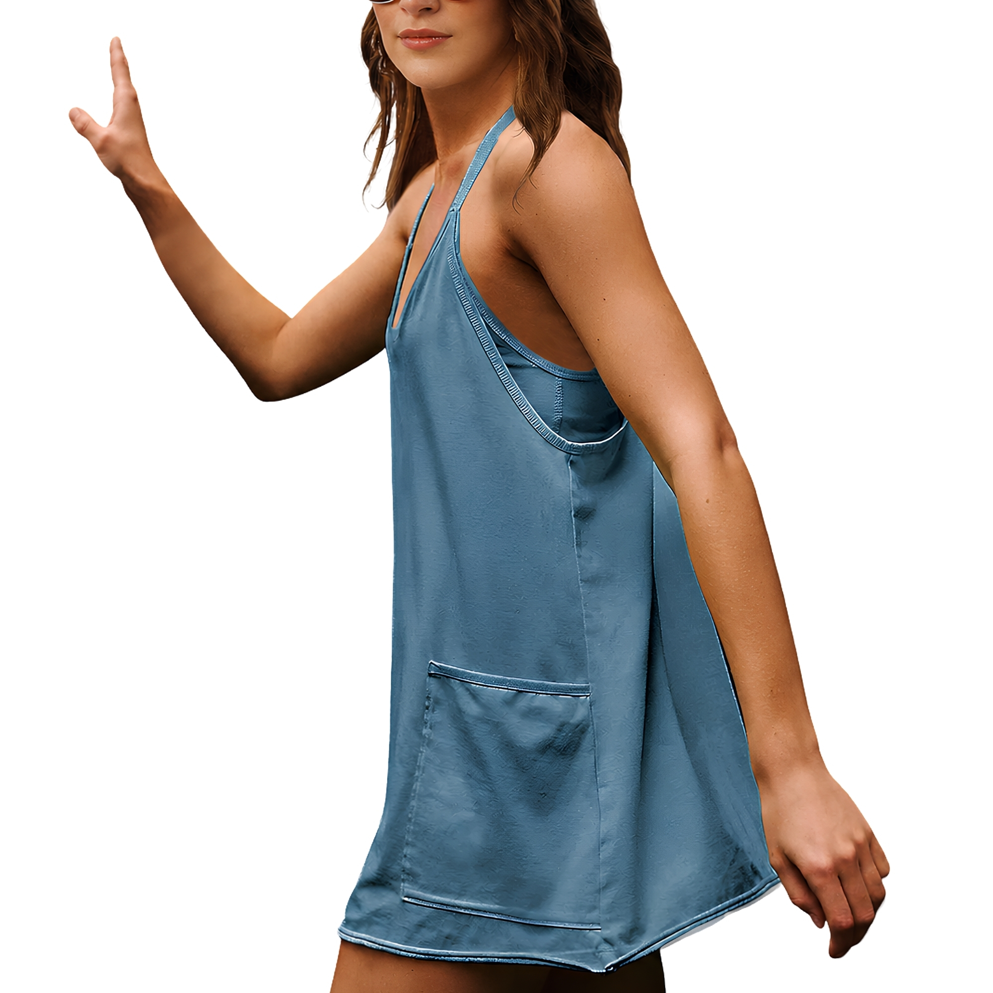 Sleeveless Mini Dress With Built In Shorts