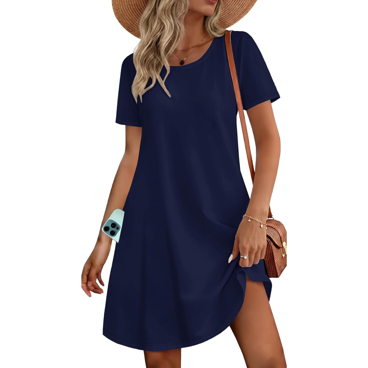 Casual Flowy Floral Dress With Short Sleeves For Women