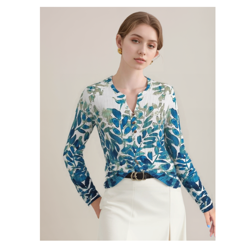 Women Long Sleeve Button Front Pullover Sweatshirt