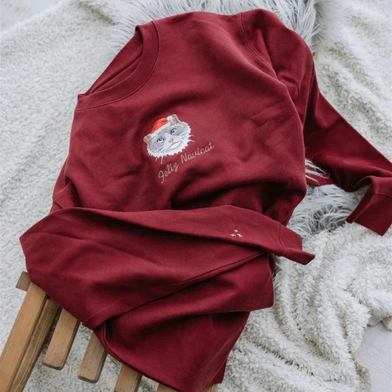 Embroidered Customized Pet Portrait Christmas Sweatshirt