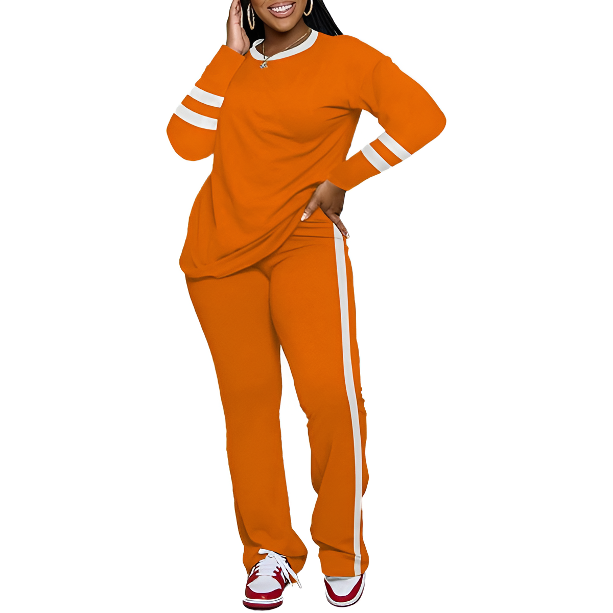 Two Piece Lounge Sets For Women With Long Sleeve Casual Top And Flare Pants