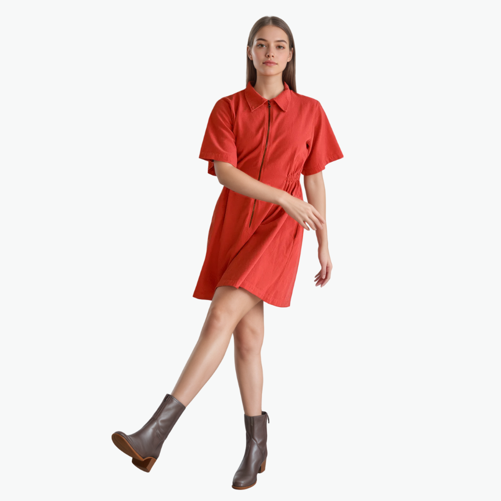 Utility Cinched Zip Dress
