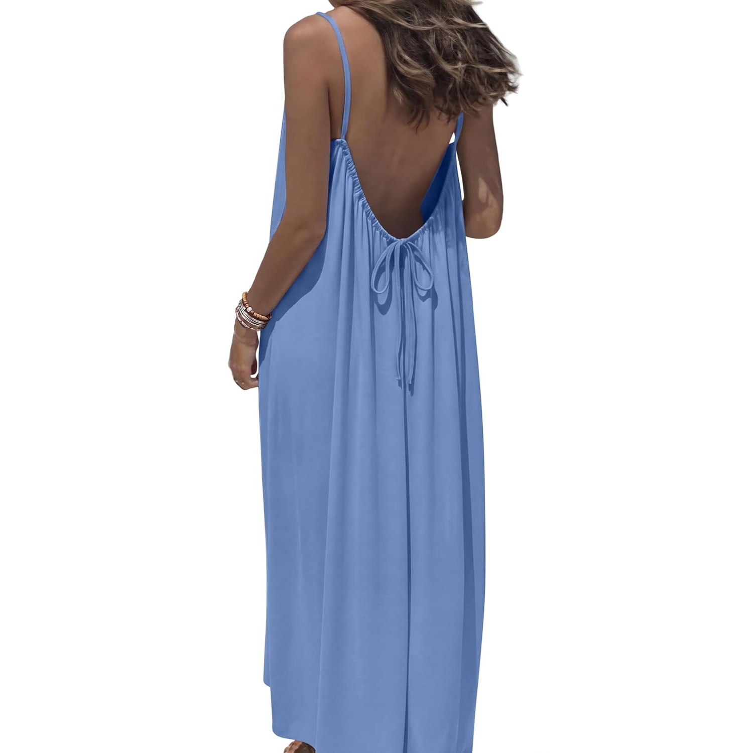 Summer Backless Spaghetti Strap Maxi Sundress For Women
